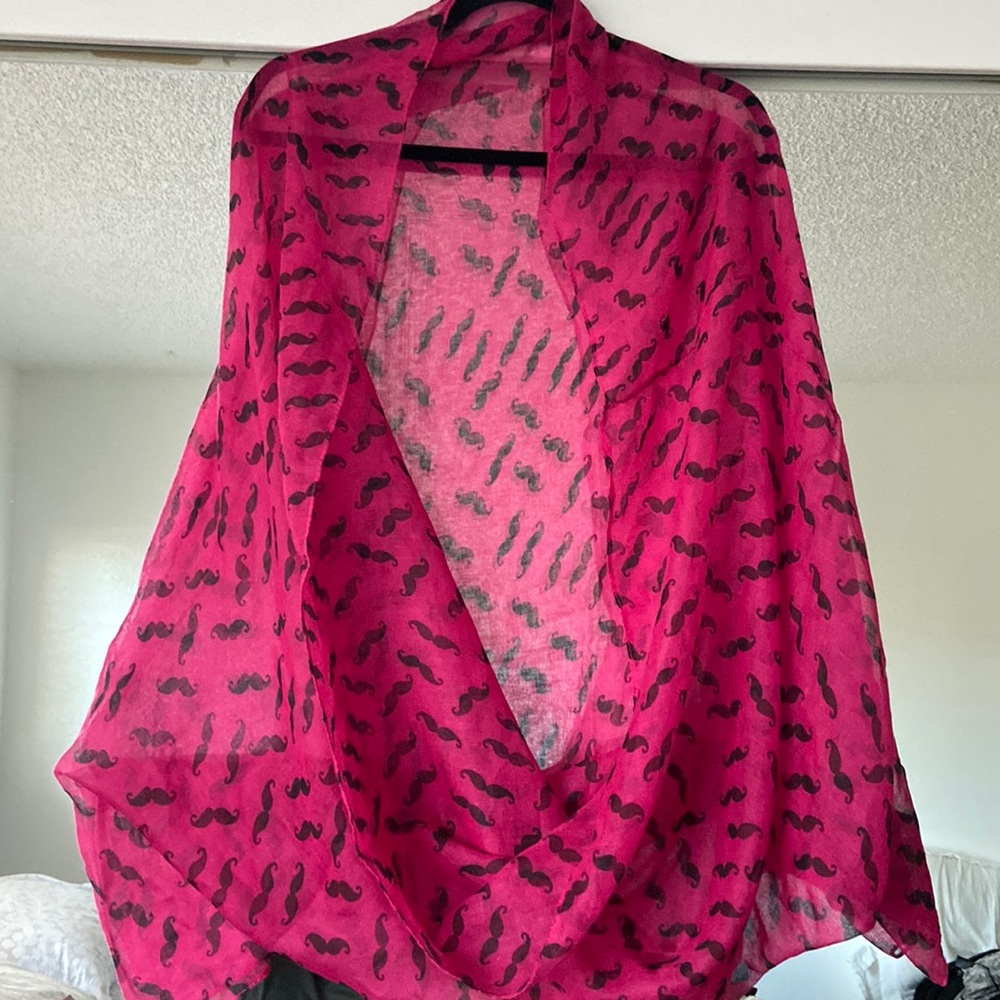 Pink mustache infinity scarf